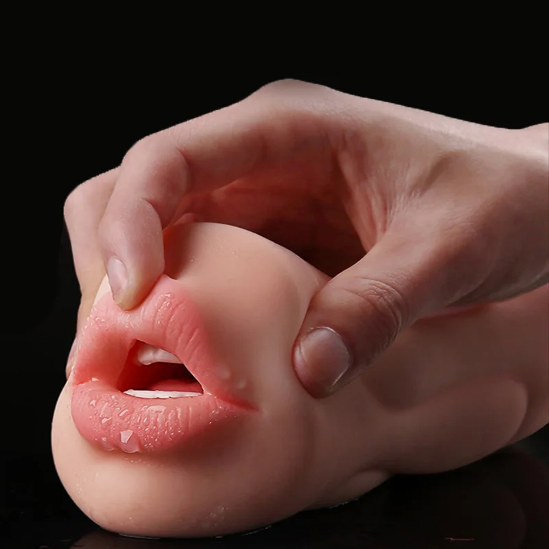 Мъжкия Мастурбатор Чаша Отопление Вибратори с Реалистичен Устата Орален Секс играчки Влагалището Изкуствена чаша Език Вибриращи Секс играчки за Мъже