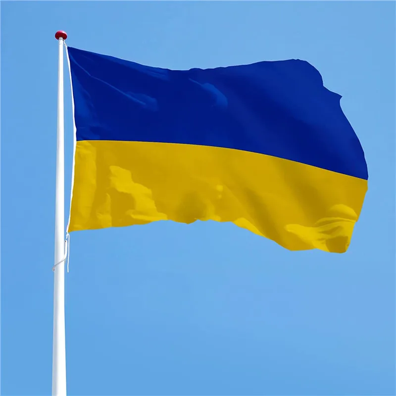 НОВИЯТ Национален флаг на Украйна 90x150 см Окачен Полиестер Син Жълт UA UKR Украински Национални Знамена За Украса