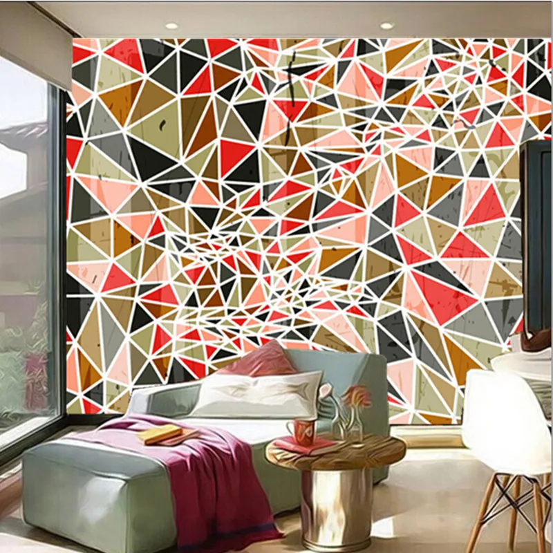 Най-популярните 3D голям стенопис, селска ретро диван, монтаж на стена цветен телевизор, инсталиране на стена papel de parede