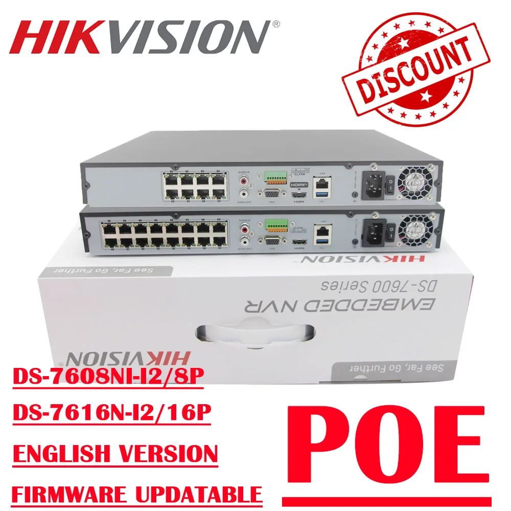 Нов Hikvision DS-7608NI-I2/8P DS-7616NI-I2/16P Вграден Plug & Play 4K NVR POE 8CH и 16CH H. 265/H. 264