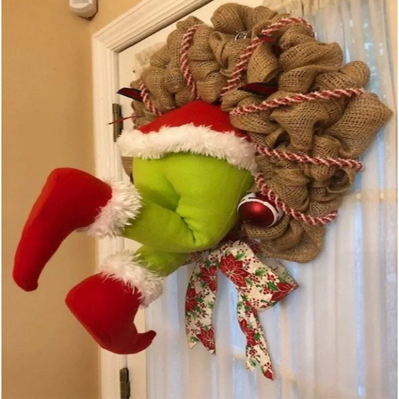 Нов Коледен Крадец Венец Творческа Украса На Входната Врата Коледна Декорация На Дома, Подпори