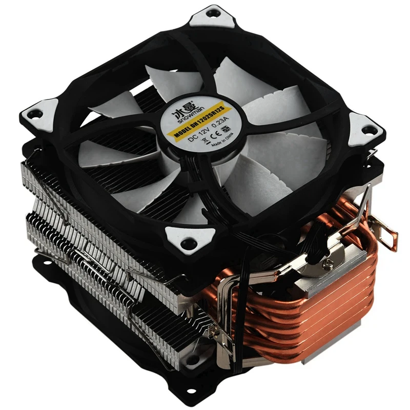 Нов СНЕЖЕН M-T6 4PIN CPU Cooler Master 6 Топлинни тръби Двойни Вентилатори 12 см охлаждащ Вентилатор LGA775 1151 115X1366 Поддръжка на AMD