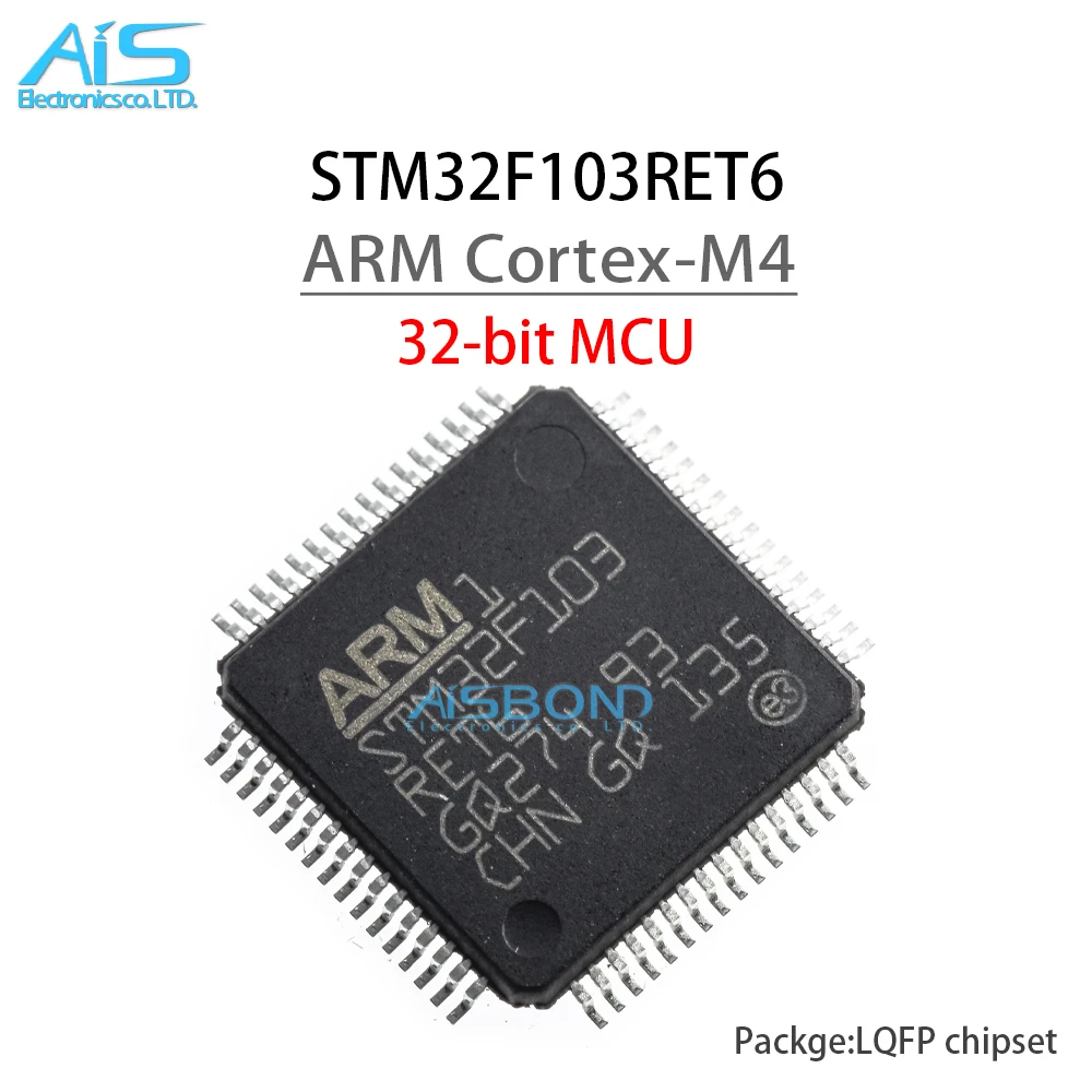 Нов оригинален 32-битов микроконтролер STM32F103RET6 STM32F 103RET6 LQFP64 на базата на ARM с флаш памет от 256 до 512 KB