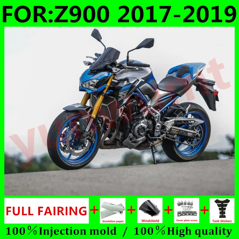 Нова ABS Мотоциклет комплект Обтекателей подходящ За Z900 Z ER ZR 900 ZR900 ER900 2017 2018 2019 автомобил пълен комплект обтекателей синьо, сребристо
