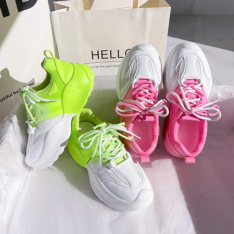 Нова Дамски Висококачествени Обувки На Дебела Подметка, От Изкуствена Кожа, Ежедневни Дишаща Градинска Обувки На Дебела Подметка С Цветни Блокчета, Удобни Обувки За Бягане