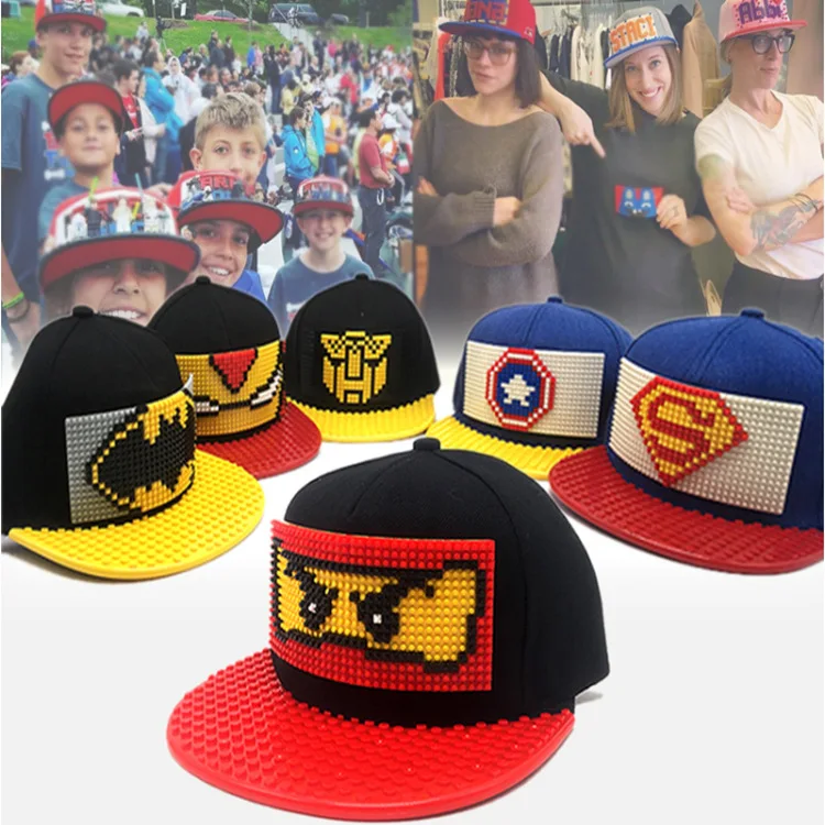 Нова Разпродажба на Детски индивидуалност САМ шапка градивен елемент събрание бейзболна шапка за възрастни плосък супергерой cosplay шапка карикатура сладък подпори