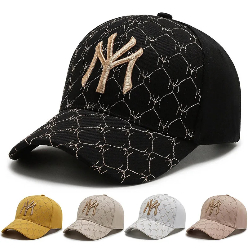 Новата шапка на жените с бродерия златна нишка, модни брандираната ежедневни бейзболна шапка, пролетно-есенна спортна шапка за спортове на открито, слънчеви шапки за мъже