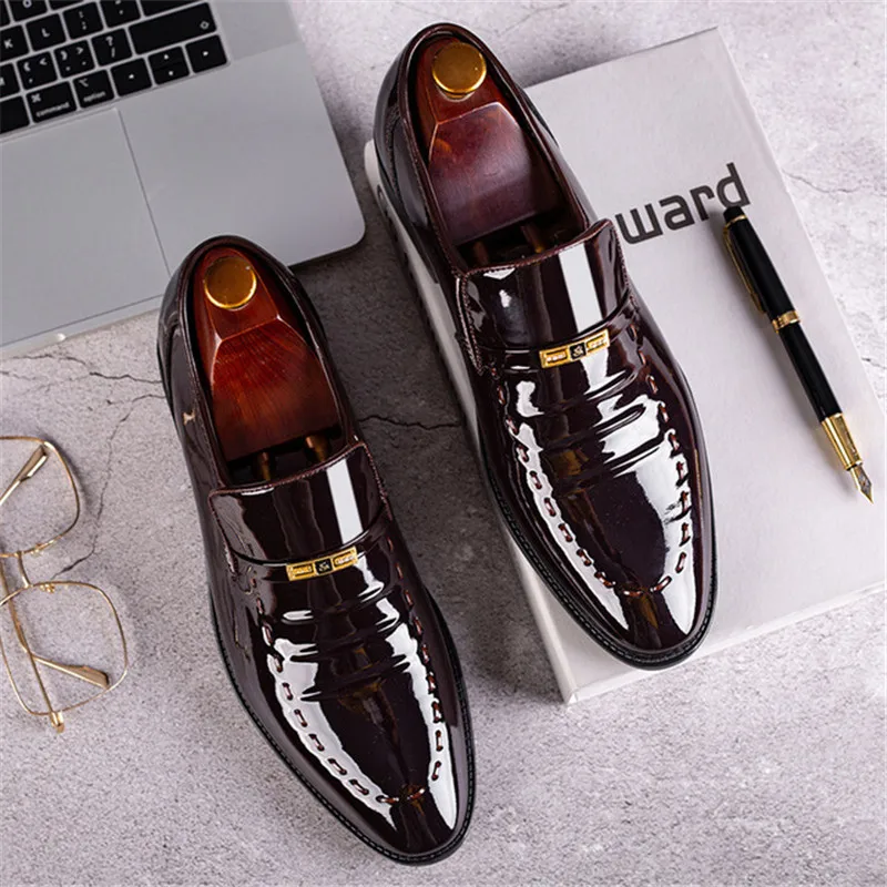 Нови Мъжки Модел обувки От Лачена кожа, Луксозни Модерни Сватбени обувки За Булката, Мъжки Луксозни Oxfords в италиански стил, Големи Размери 2021