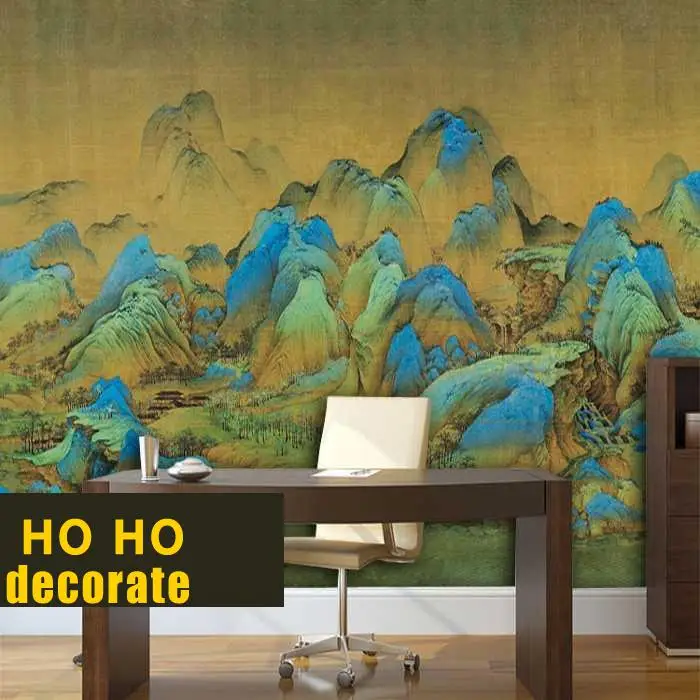 Обичай размер на китайската живопис карта Цзяншань тапети известната картина на пейзаж стенопис хол, спалня, трапезария PVC