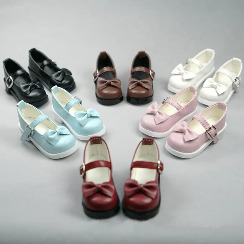 Обувки за кукли BJD за размера на 1/3 1/4 1/6 MSD YOSD, игриво кожени обувки с хубав лък за момичета, допълнителни аксесоари за кукли (шест цвята)