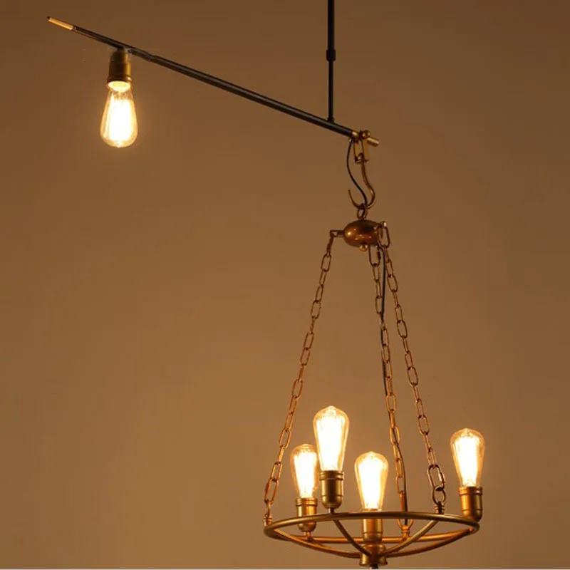 Окачен лампа от лофтового желязо с 4 крушки Едисон. Нощен Клуб Промишлени парни машини Метал, Пънк Лампа Реколта Ретро-Деко Светлинното Устройство деко
