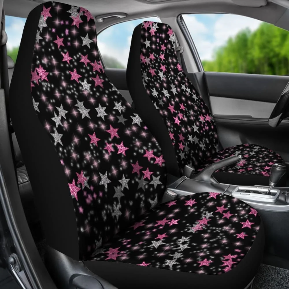 Опаковка своята практика за столче за кола Black Sky на Pink Stars е подходящ за повечето авточасти печат по поръчка универсален калъф за предна седалка