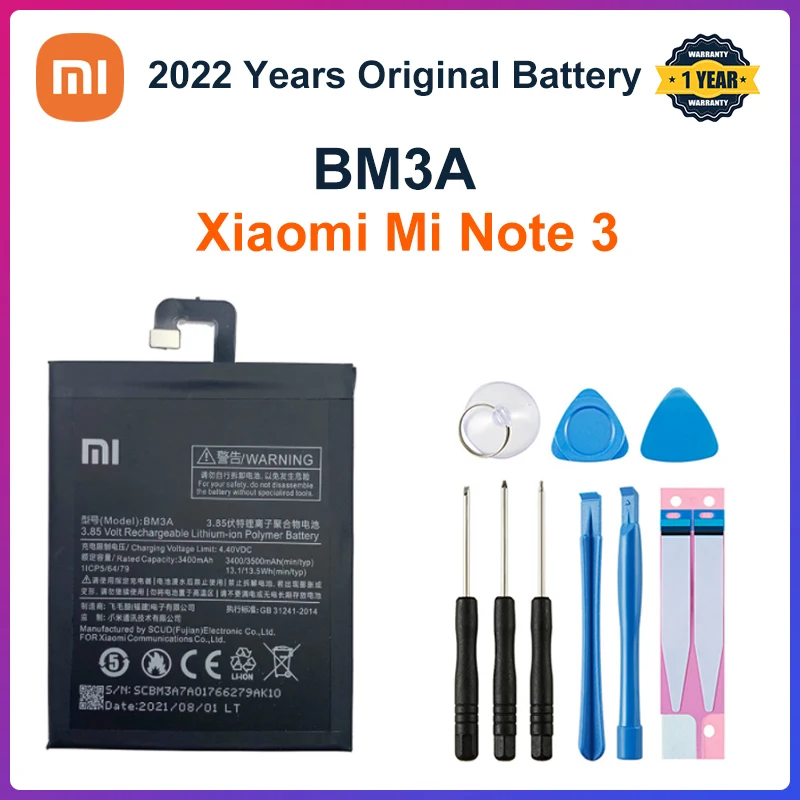 Оригинална Батерия за телефон Mi Note 3, Батерията на Xiaomi Note3 BM3A, Сменяеми Батерии Xiomi bateria 