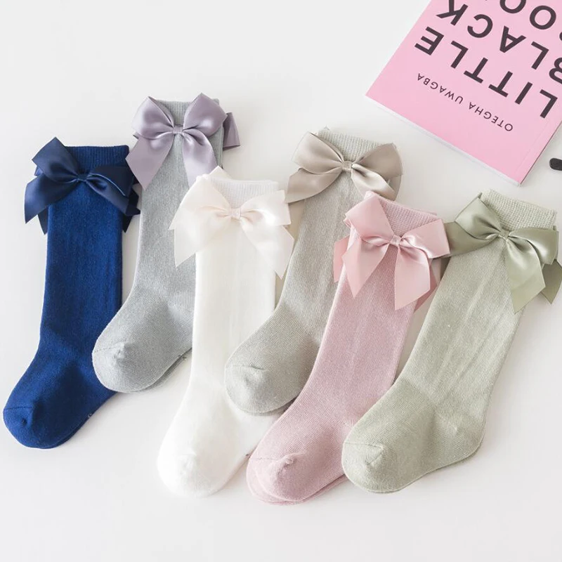 От 1 до 7 години, Сладки Чорапи за малки момичета, Лъкове, Чорапогащи, Бебешки Дълги Чорапи-тръби, Меки Детски Памучни Чорапи, за бебета