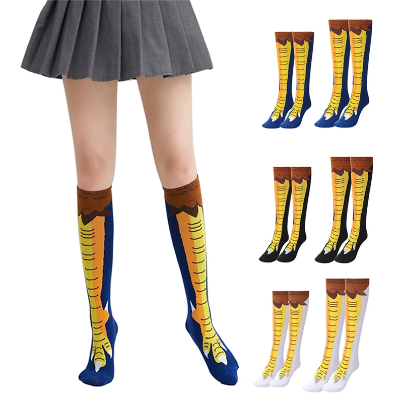Пилешки Лапи на Краката Чорапи Дамски Забавни Над Коляното Високи Чорапи До Бедрото, с Нестандартен Модел Спортни Чорапи за Момичета