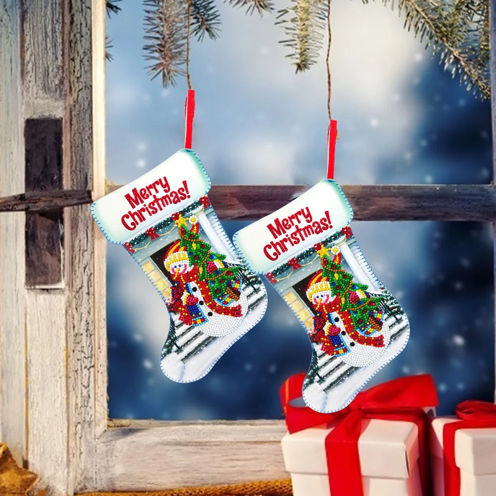Подаръци Чанта Коледа Отглеждане На Снежен Човек Диамант Живопис Чорапи Коледно Дърво Чорапи Окачване Подаръци Чанта За Коледа Коледа