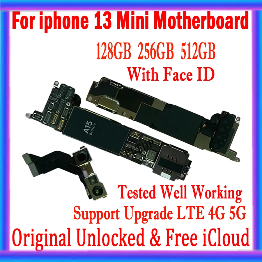 Подкрепа за Обновяване на операционна система За iPhone 13 Mini дънна Платка със система os 128 GB, 256 GB Оригинална Логика, свързана Безплатно iCloud с лицето идентификационната табела