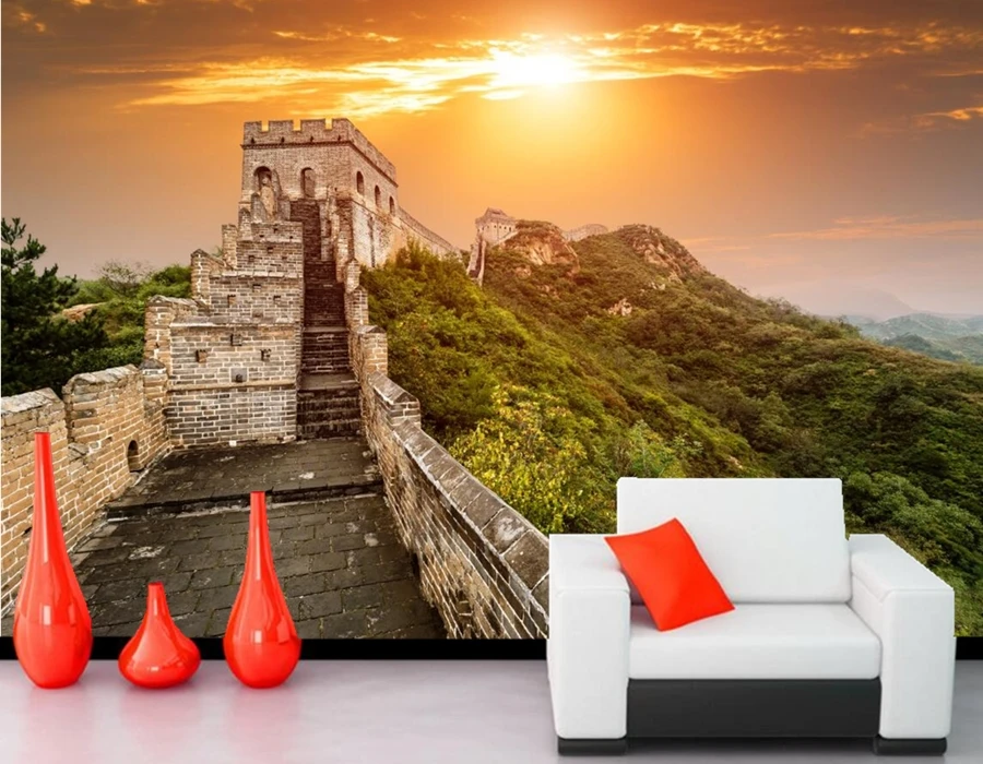 Потребителски 3d стенописи,Великата Китайска Стена Природа тапети papel de parede,ресторант хол разтегателен ТЕЛЕВИЗИЯ стени спалня тапети