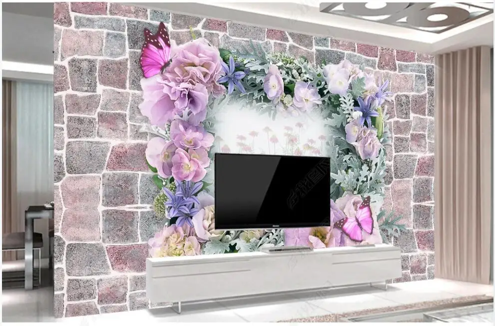 Потребителски стенописи 3d фото тапет Модерна розата е цветето на тухлена стена начало декор в хола тапети за стени d 3