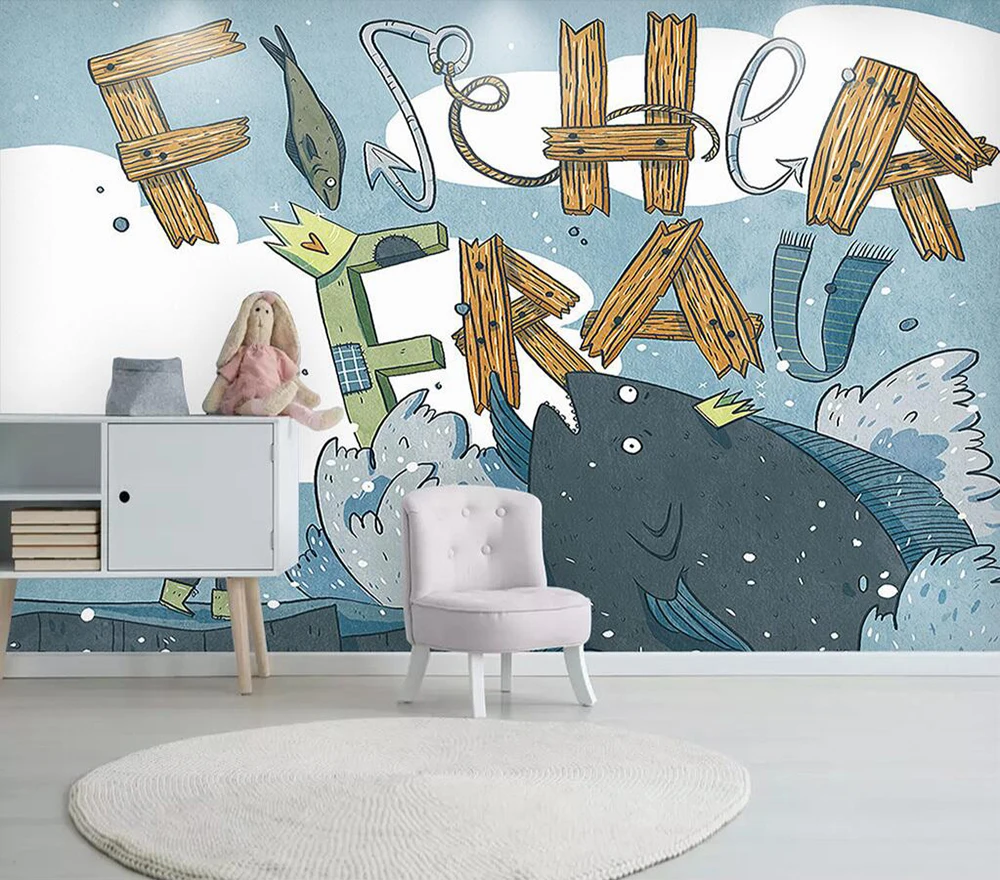Потребителски тапети Карикатура на животните букви на фона на детската стая фон на стената