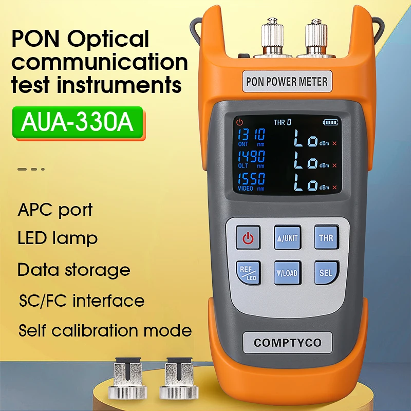 Пристанище COMPTYCO AUA-330A / U APC / UPC (опция) Ръчно оптичен електромера PON с led подсветка FTTX / ONT / OLT 1310/1490 / 1550nm