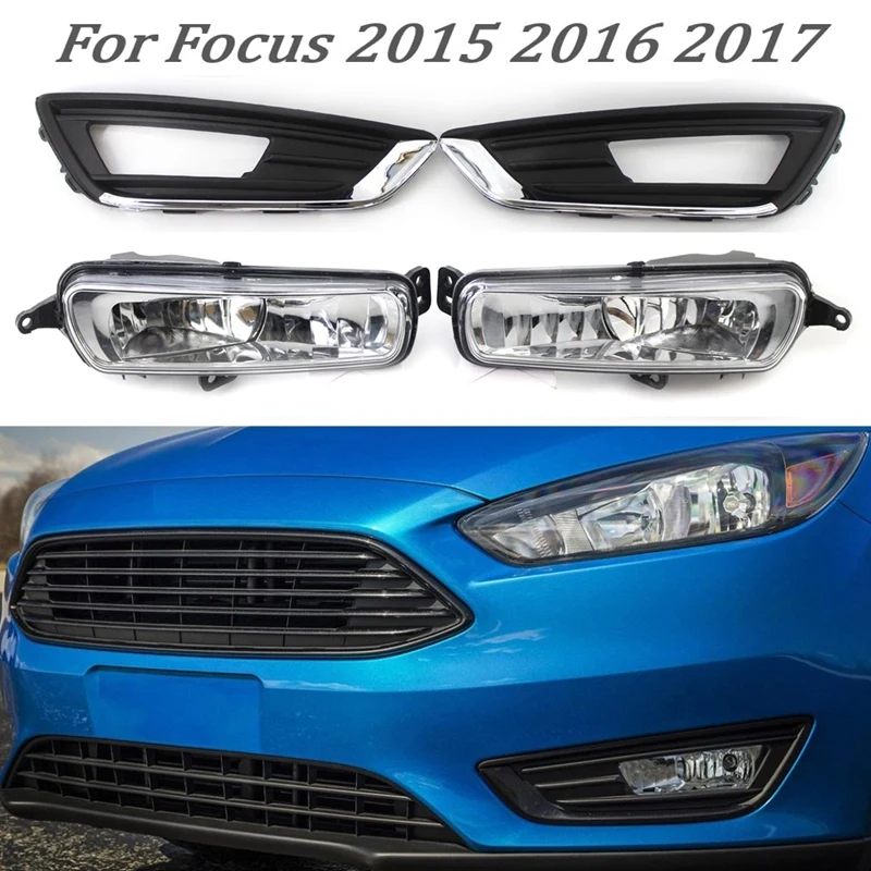 Противотуманная на прожекторите В събирането на Противотуманная Фаровете + Рамка Противотуманной фарове Дневни Светлини За Ford Focus 2015-2018