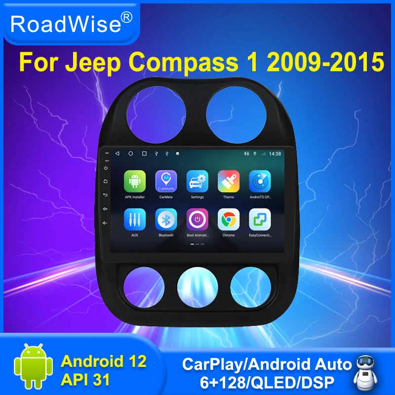 Пътен Android 12 Радиото в автомобила Мултимедиен Carplay За Jeep Compass 1 MK 2009-2015 4G Wifi, Navi, GPS 2din DVD Автомагнитола Главното Устройство