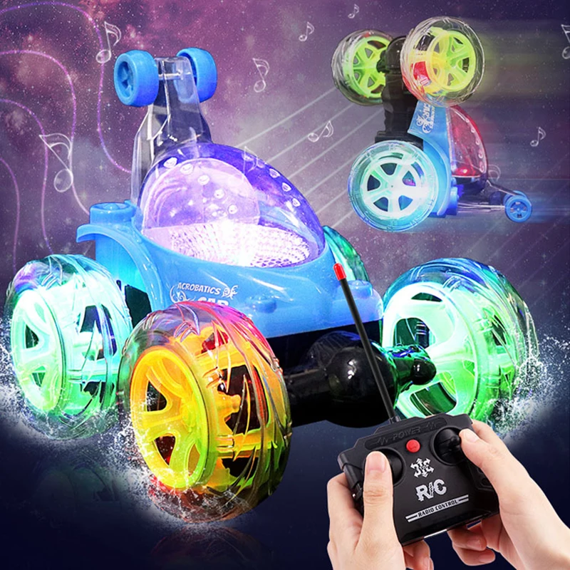 Радиоуправляеми Автомобили, Играчки, Трюковая Машина, Въртяща се На 360 градуса, Цветни Светлини и Висока Детска Автомобилна Играчка с дистанционно Управление, Коледен Подарък
