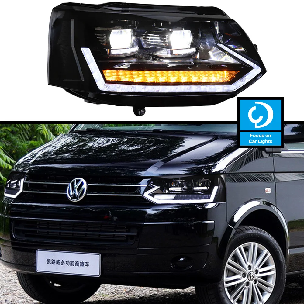 Размерът на Фаровете на автомобила за VW Multivan T5 Led Проектор 2014-2019 Led Налобный фенер за Полагане на Динамичен Указател на Завоя Обектива на Автомобили 2 бр.