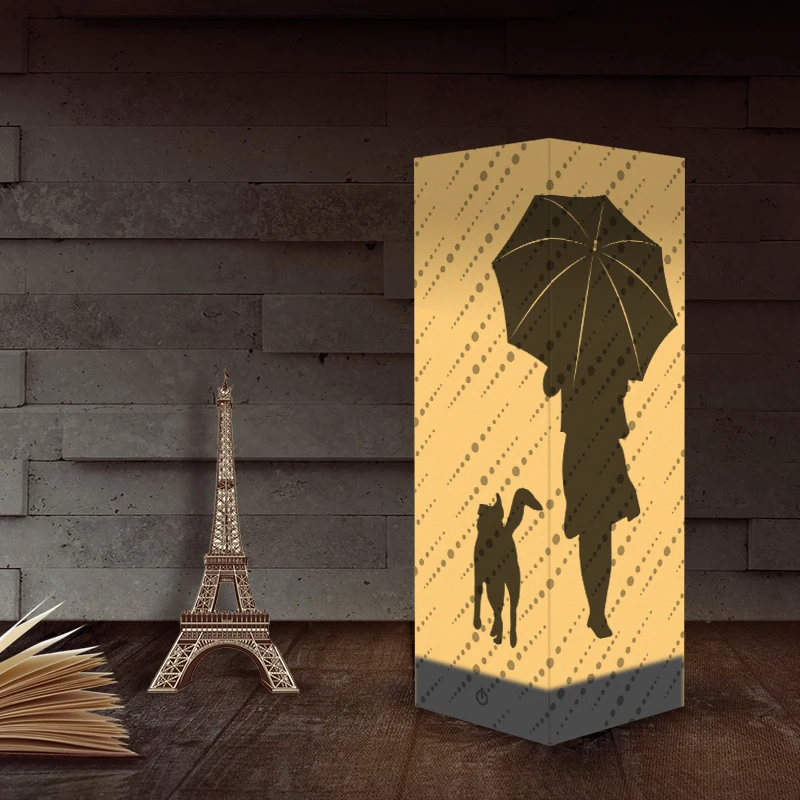 Разходка с Кученце под Дъжда 3D Сянка, Лампа USB Power Креативна Книжен Настолна Лампа Начало Декор за спалня
