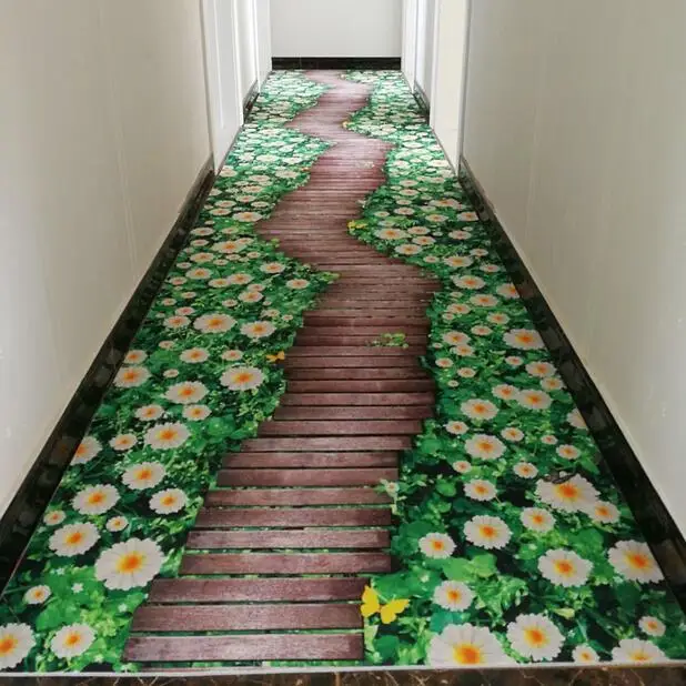 Растителен килим печат Килими за Коридор Спалня Хол Чай Масичка Подложки Кухня, Баня-Мини Подложки 3D творчески врата мат