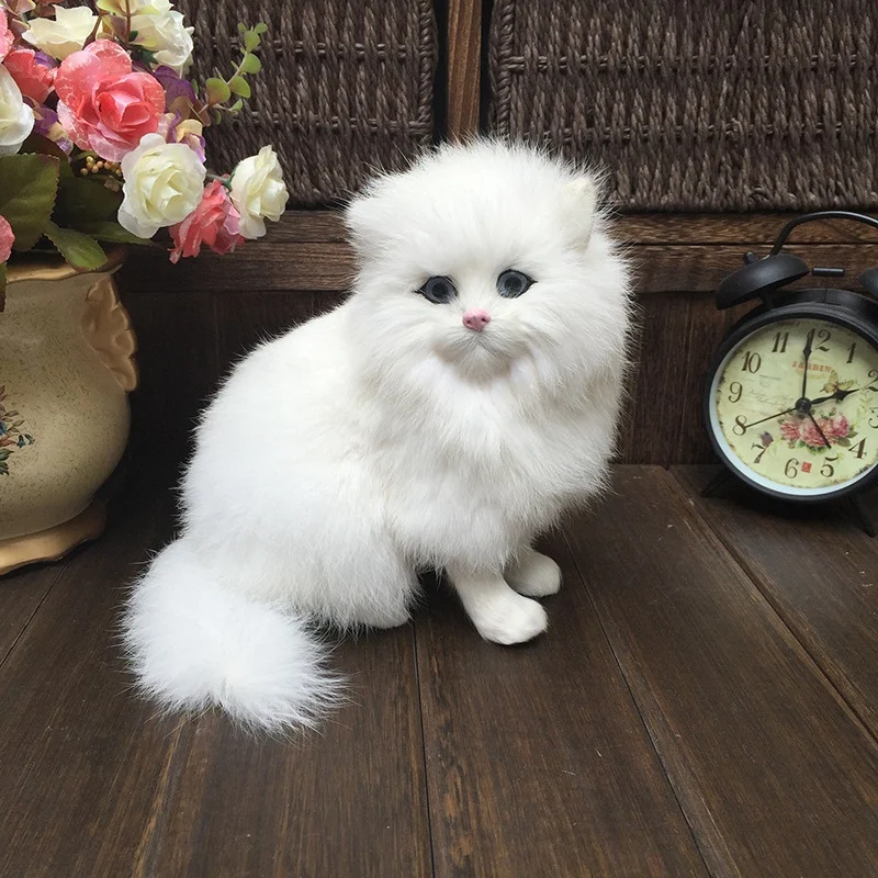 Реалистични Бели Персийски Котки, Меки Плюшени играчки за Котки за Деца Момчета Реалистични Сладък Стая Кукли Котки Великденски Подаръци Начало Декор