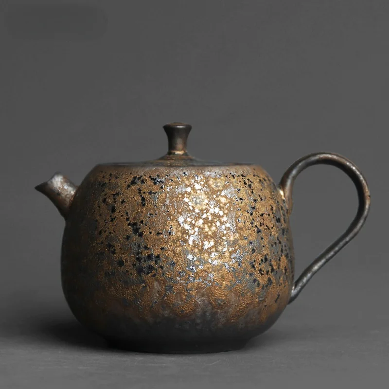 Ръчно кана във форма на райска ябълка от керамика в китайски стил в стил ретро, пещ за изпичане на керамика, ръчна изработка, персонални чайник за чай