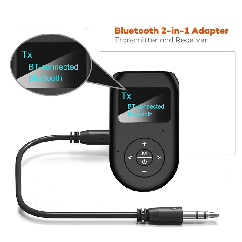 С микрофон 5,0 Bluetooth Аудиоприемник Трансмитер с LCD дисплей Микрофон Handfrees Разговор 3.5 мм AUX Стерео Безжичен Адаптер