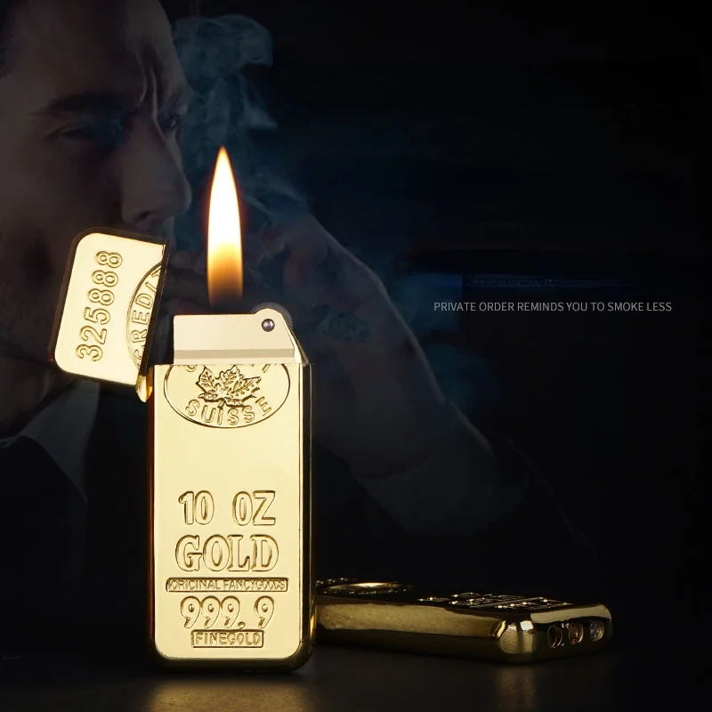 Самоличността на 999 кюлчета Злато Надуваема Запалка Творчески ултра-Мини Шлайфане Кръг Запалка с Открит Пламък Готин Подарък за Приятел