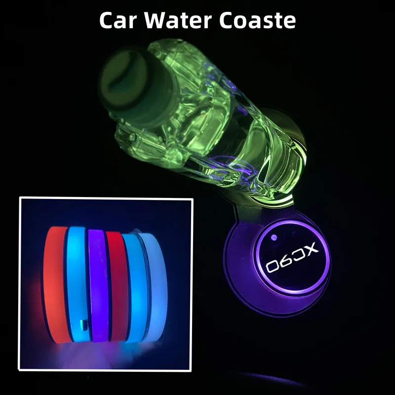 Светлинен Кола за Чаши Вода 7 Цветни USB Зарядни Автомобилни Led Атмосферни Светлини За Volvo XC90 XC 90 Автоаксесоари