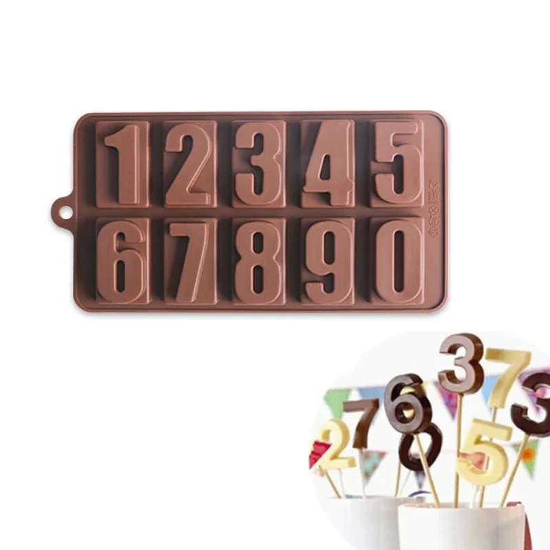 Силиконова Форма За Шоколад 0-9 Стаи 3D Инструменти За Печене на Бисквити Желе Бонбони САМ Рожден Ден на Захар Плодове Кухня Леден Блок Свещ Сапун