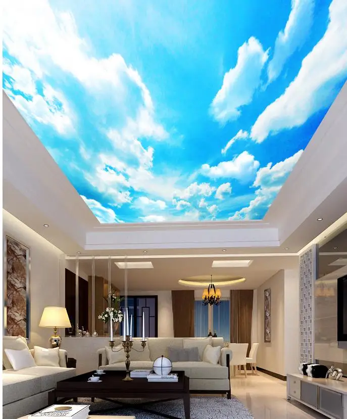 Синьото небе на слънчева дневна спалня таван Пейзаж тапети фрески тавани Декорация на Дома