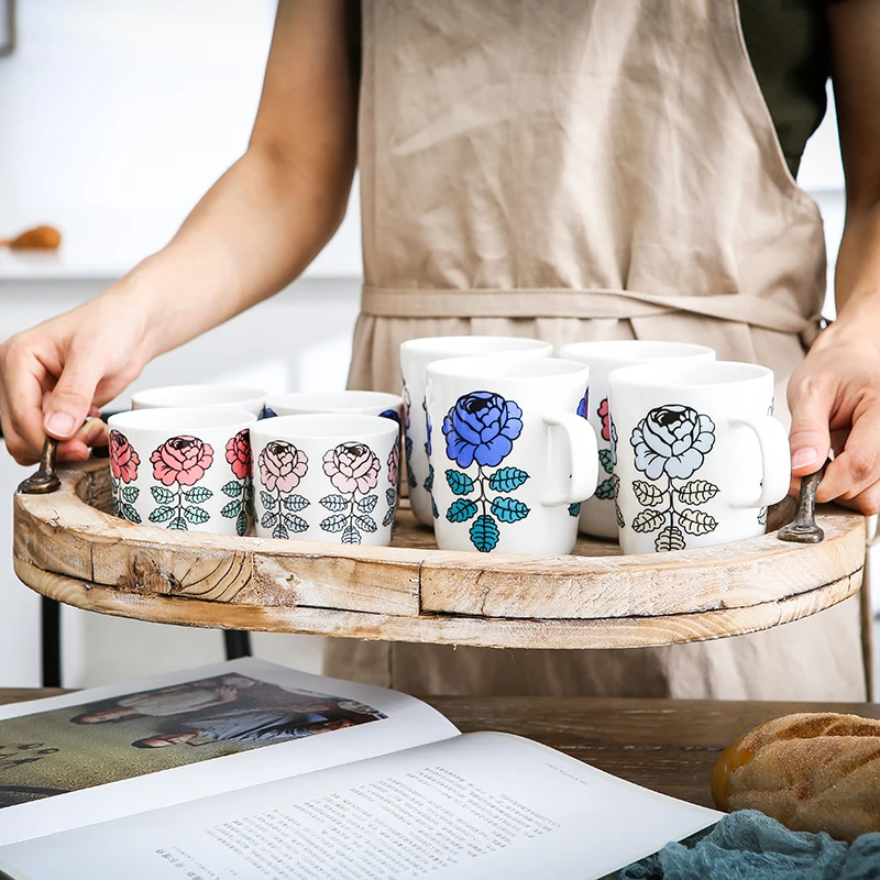 Скандинавска Розата е Цветето на Керамика, Порцелан Чай, Кафе Чаша Чаша Мляко За Закуска Подарък за рождения Ден На Прекрасната Чаши за Кафе и Чаша Чаша Чаша