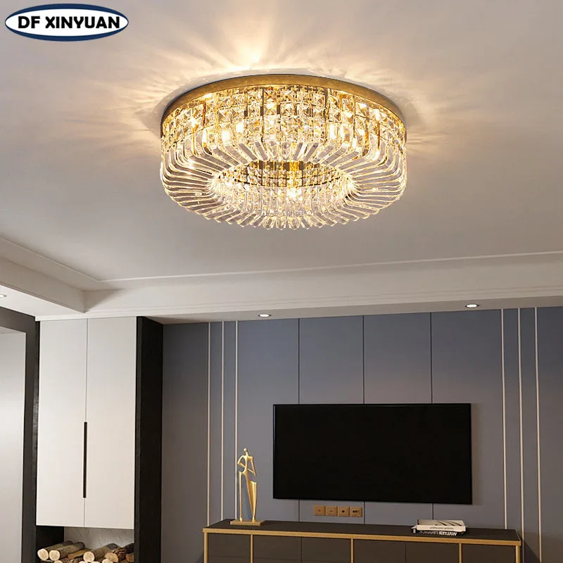 Скандинавска луксозна led кристален полилей кръгла лампа спалня, хол, кухня, таван полилей вила апартамент декоративна лампа