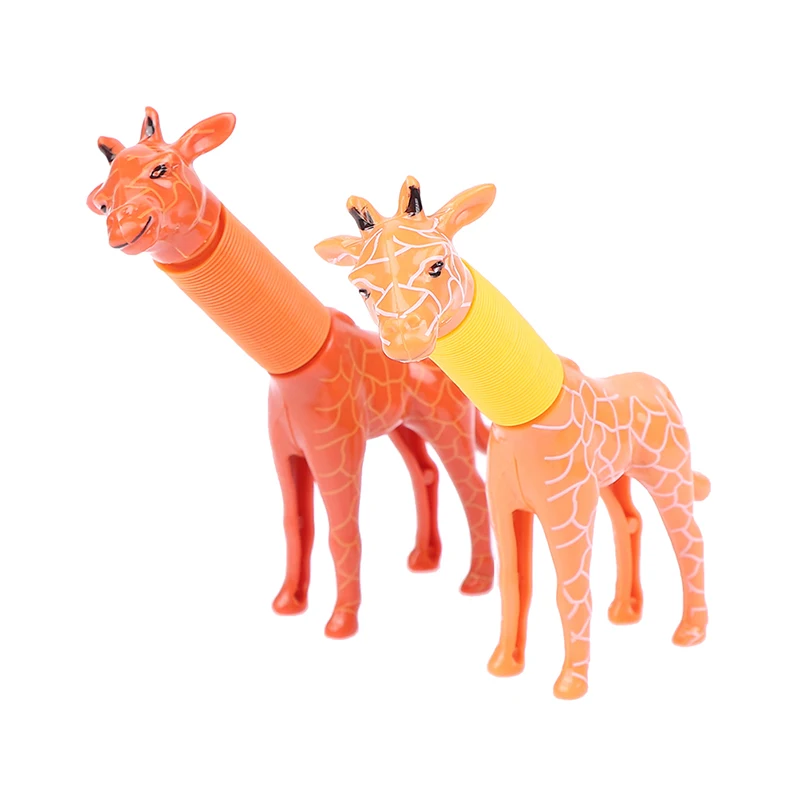 Случаен цвят 1БР Поп Тръба Весели Пролетни Играчки с Жирафа Гъвкави и Променливи с Поп Звук За Деца