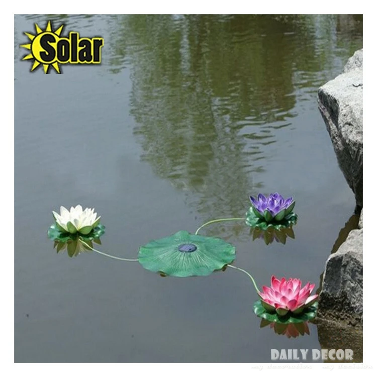 Слънчев лотос - това е набор !!! Изкуствени пластмасови лотосови цветя с плаваща водна лилия led светлини Слънчева за украса на басейни