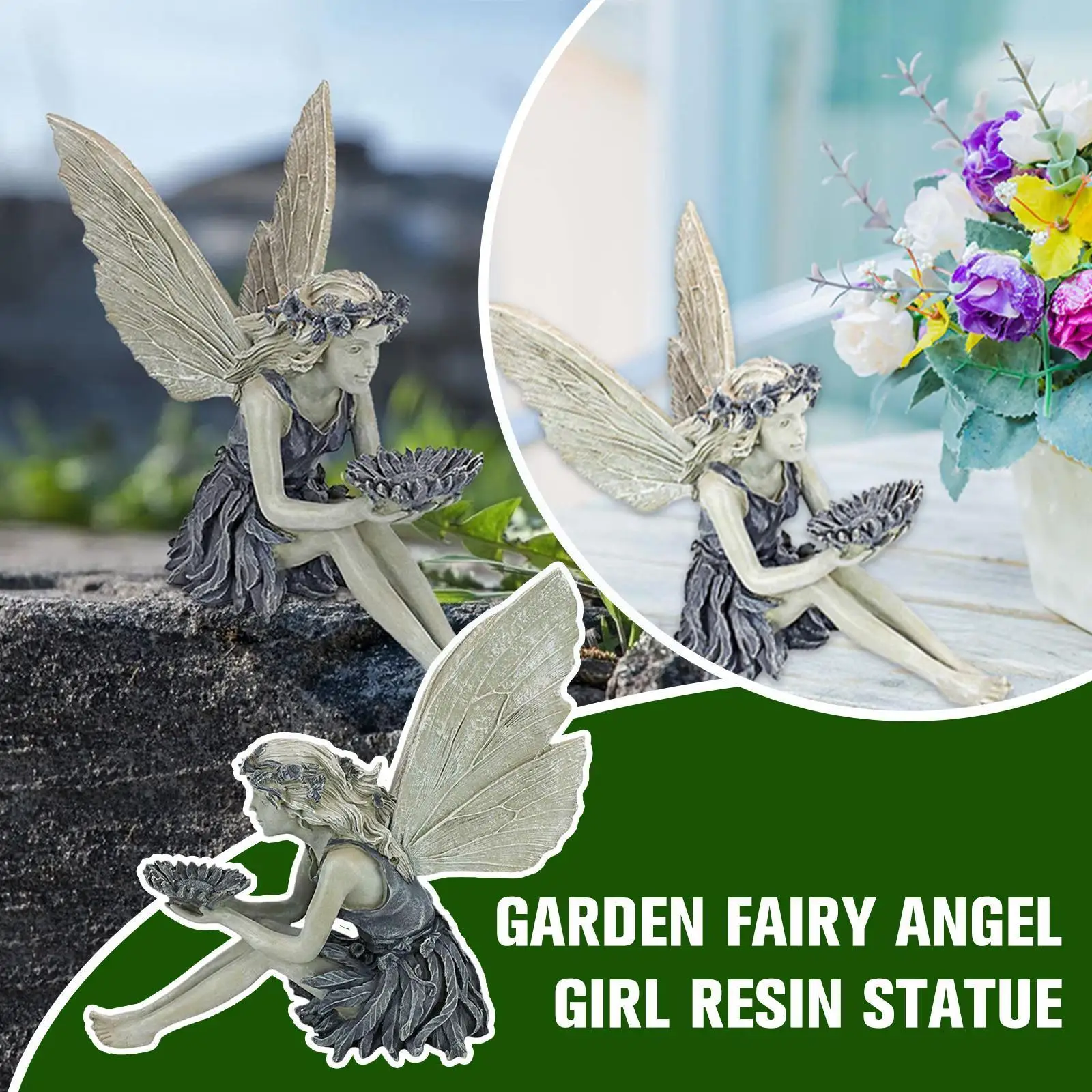 Страна на Чудесата Цвете Фея Статуя Украса на Градината Ангел Седнала Фигурки Открит Орнамент Момиче Смола Decoratio Статуята на Ангела P9N3