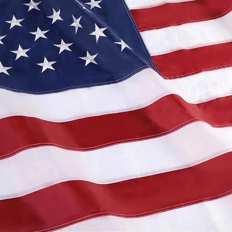 Сутрин Обичай Флаг на САЩ 3X5Ft Водоустойчив Найлон С Бродирани Звездите, Нашитыми Ивици, Месингови Люверсами, Американски Знамена и Банери