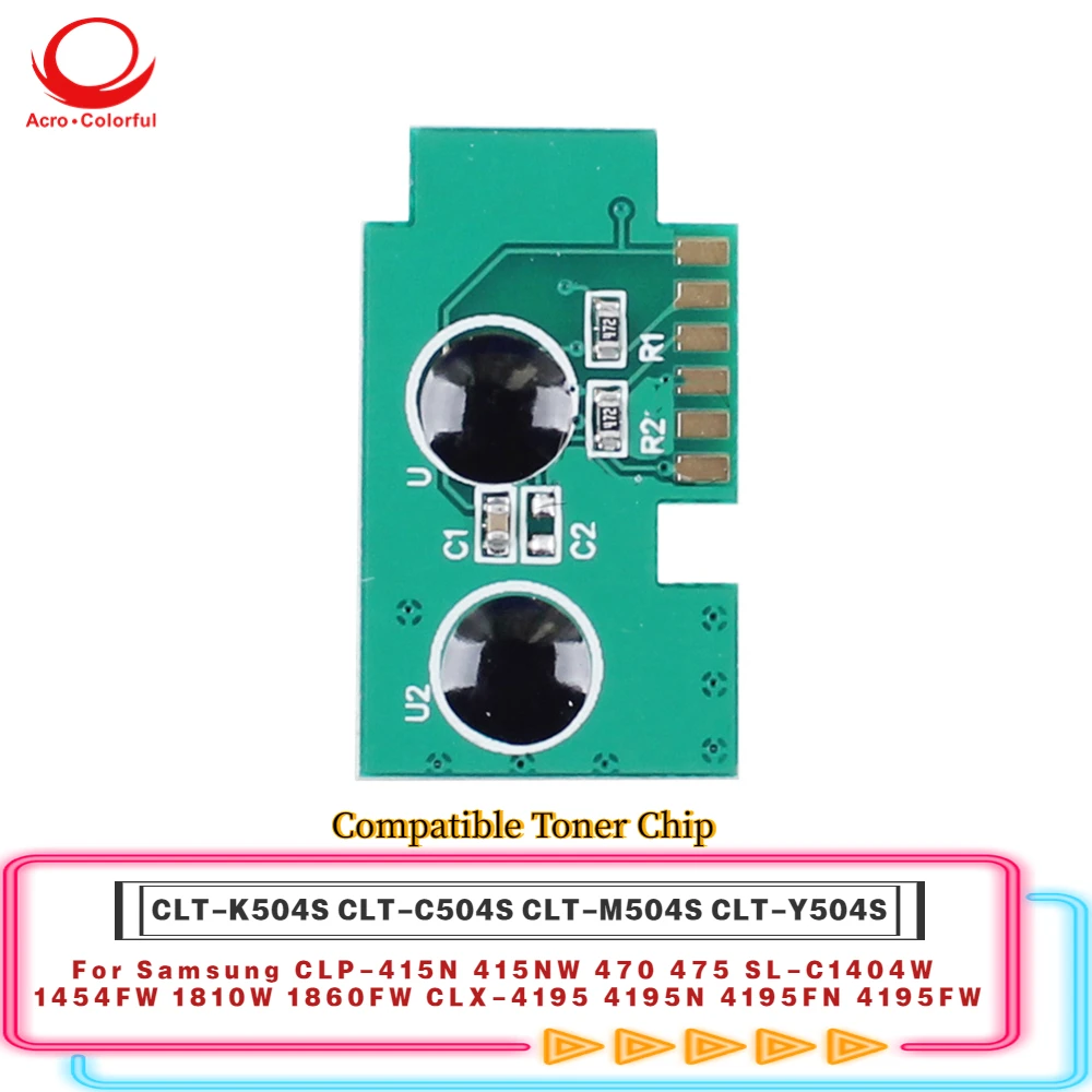 Съвместим с чип на тонер CLT-K504S за принтер Samsung CLP-415N 415NW 470 475 SL-C1404W 1454FW