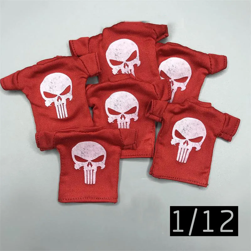 Тениска Червен Цвят в мащаб 1/12 с Къс ръкав Punish DAM Подходяща За чорапи За 12-Инчов Кукли-Войник За Събиране