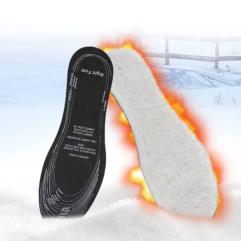 Топли Зимни Стелки За обувки Мъжки Дамски Дебели Меки Амортизационен Пот Латекс Вълнени Стелки За Обувки Подметка Въздушна Възглавница