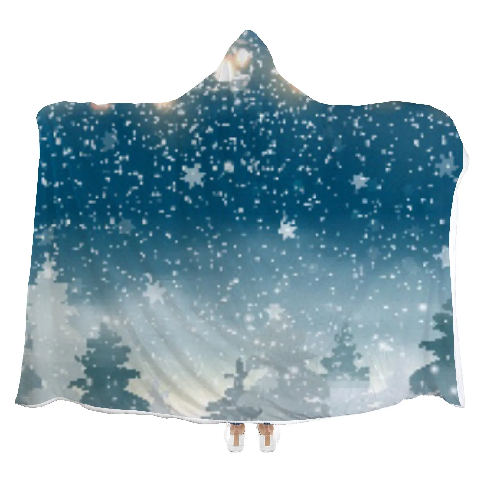 Топло Зимно Класическо Одеало с качулка 130x152 см, Уютно Одеало с качулка за възрастни, удобно плюшевое вълнена носимое одеяло