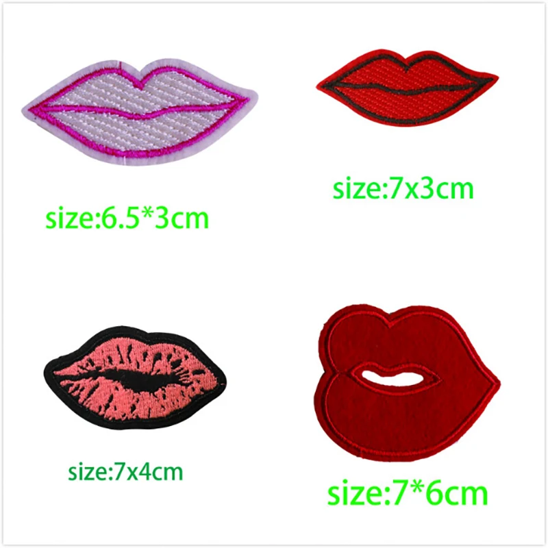 Устните на Устата Целувка Любов икона Бродирана Апликация Ленти за Облекло 