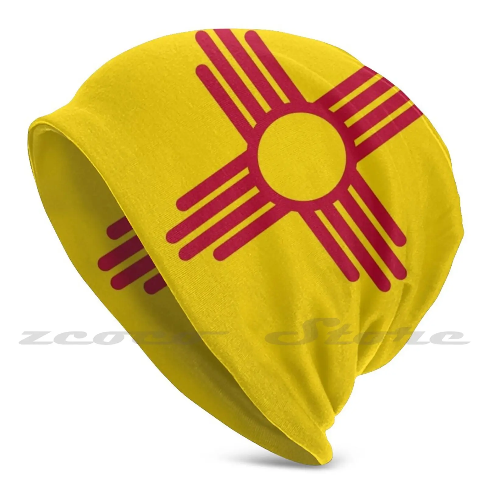 Флаг Ню Мексико Вязаная Капачка Еластичен Мек Персонализирани Модел Подарък Шапка На Ню Мексико Зия Слънцето Юг - Запад Запад Пустинята Жълт
